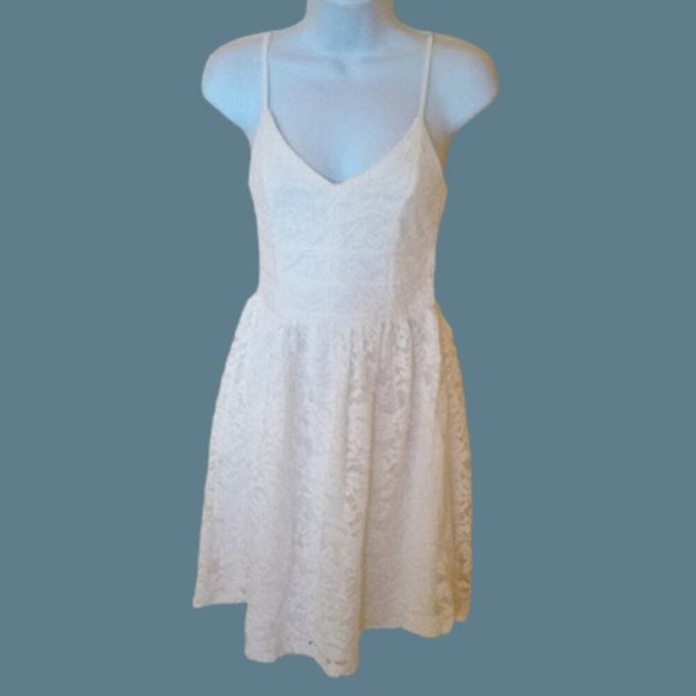 Ivory White Lace Overlay Dress Size XS